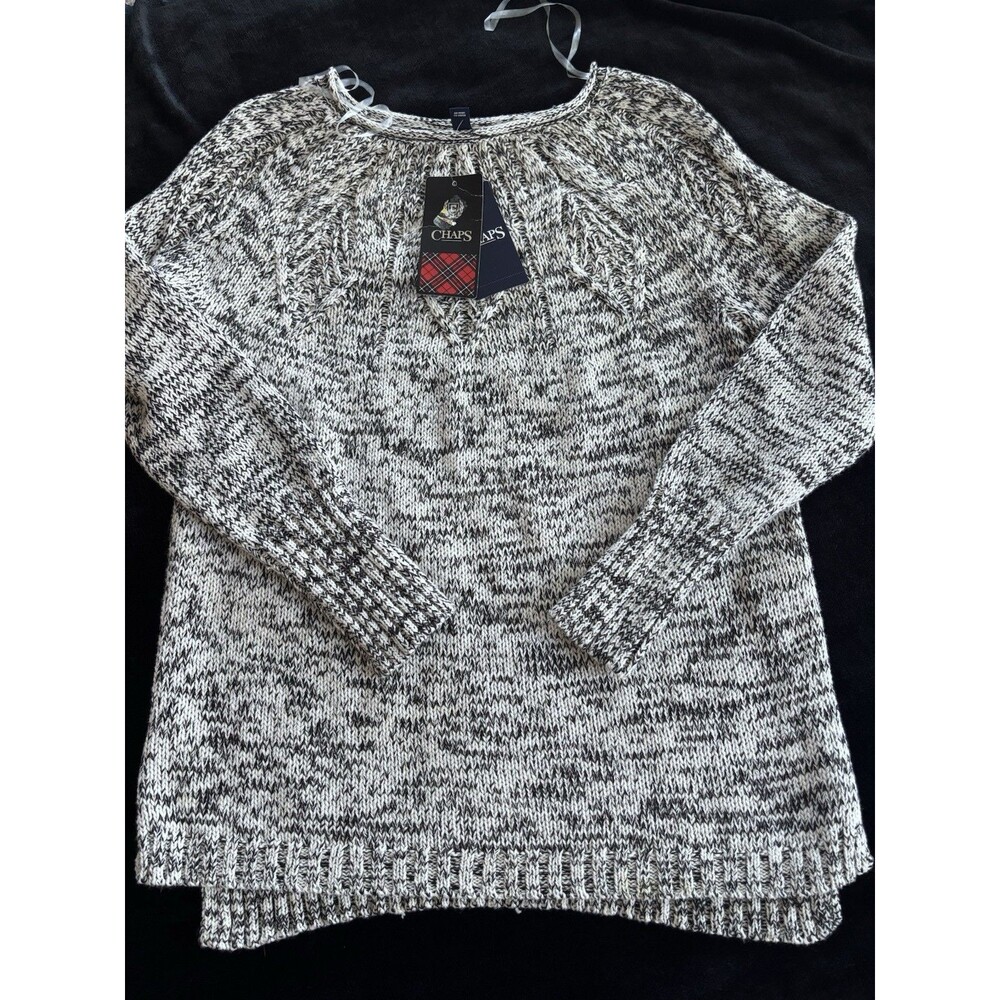 Brand New Chaps Small Womens Sweater Black Grey White Ladies